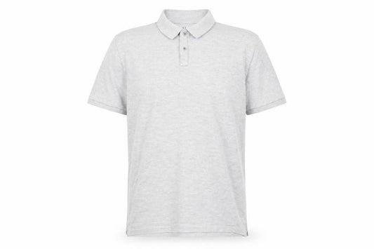 Front view of Easy men’s grey polo, size XL