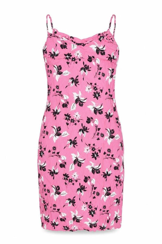 Front view of Marks & Spencer women’s pink floral a-line, size UK 10