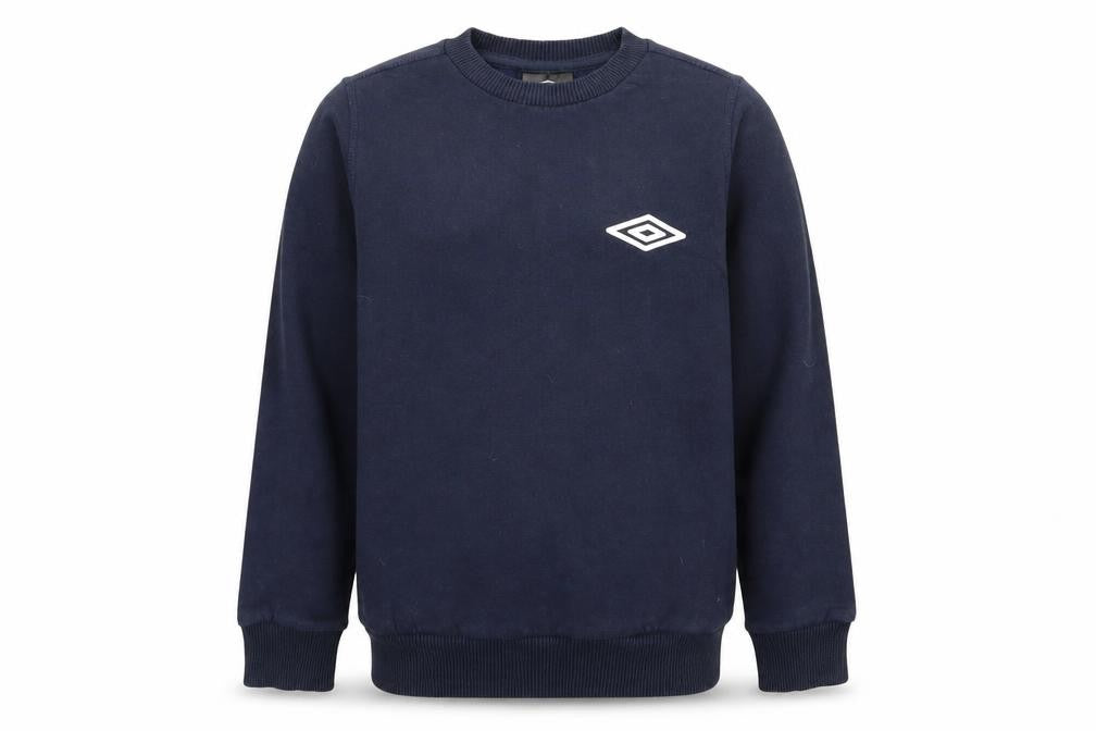 Front view of Umbro boys’ blue jumper, size 7-8, years
