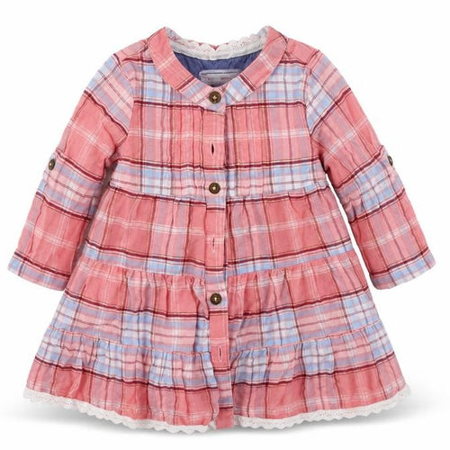 Debenhams Girls Pink Check  Fit & Flare  Size 3-6 Months