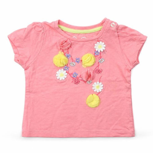 M Girls Pink Floral  Basic T-Shirt Size 3-6 Months