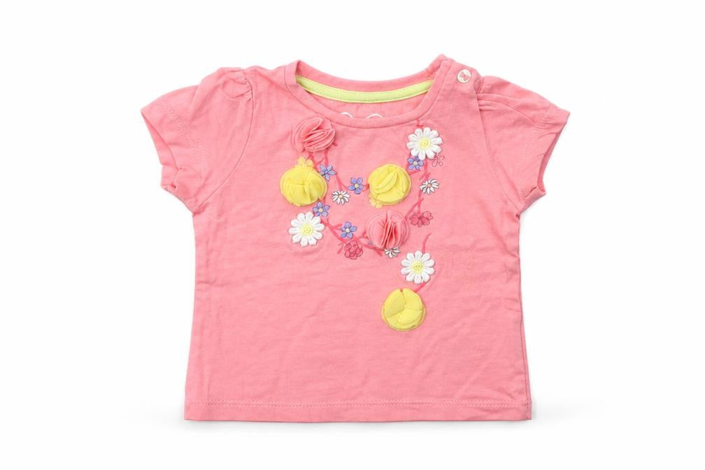 M Girls Pink Floral  Basic T-Shirt Size 3-6 Months