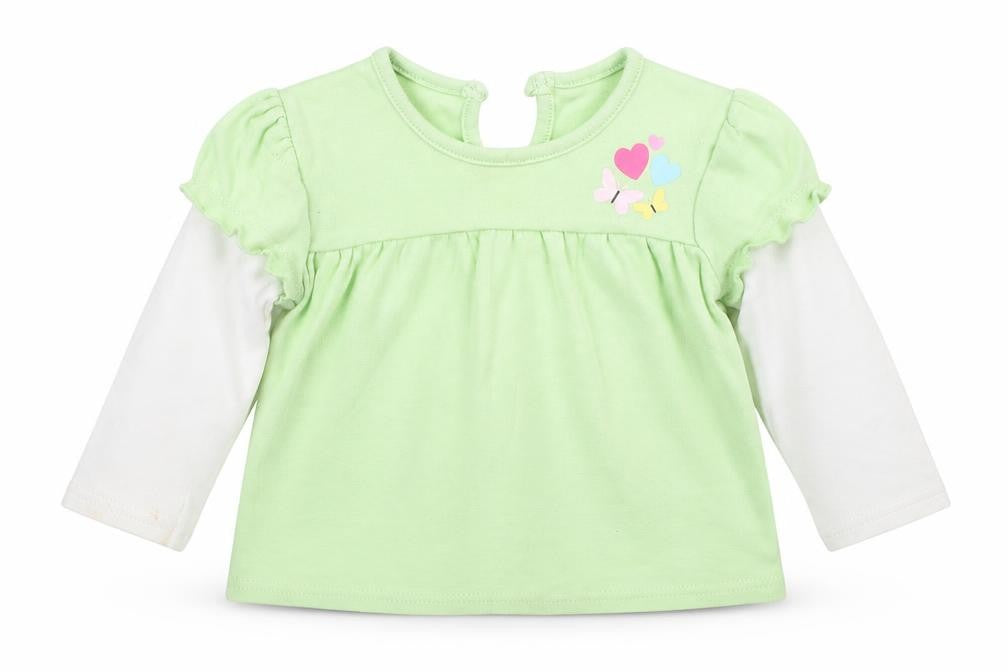 Front view of George girls’ green basic t-shirt, size 6-9, months