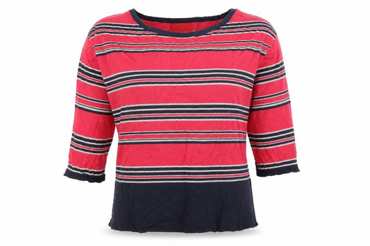 Front view of Next women’s pink striped jumper, size UK 10