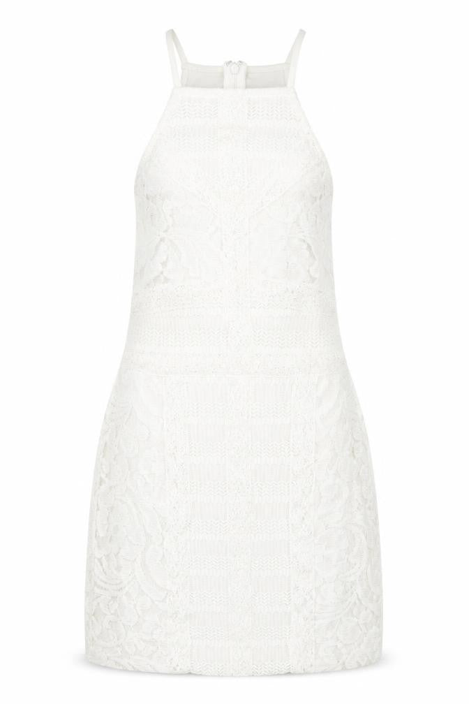 Topsho Womens White Floral Lace Tank Dress  Size 4