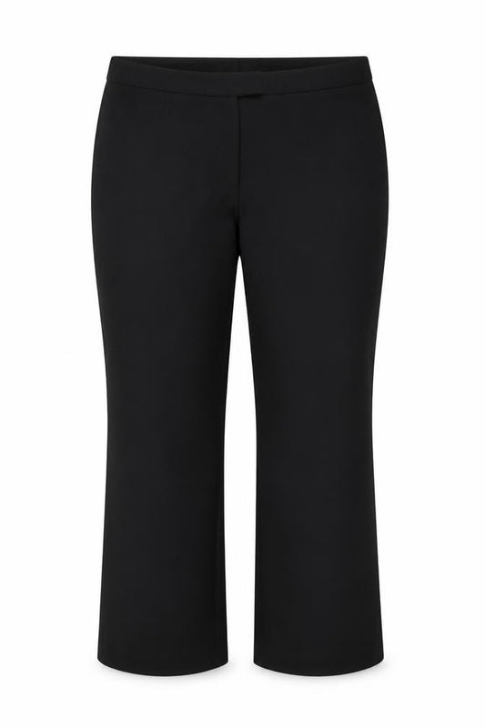 Front view of Basics women’s black trousers, size UK 18, 28-inch leg