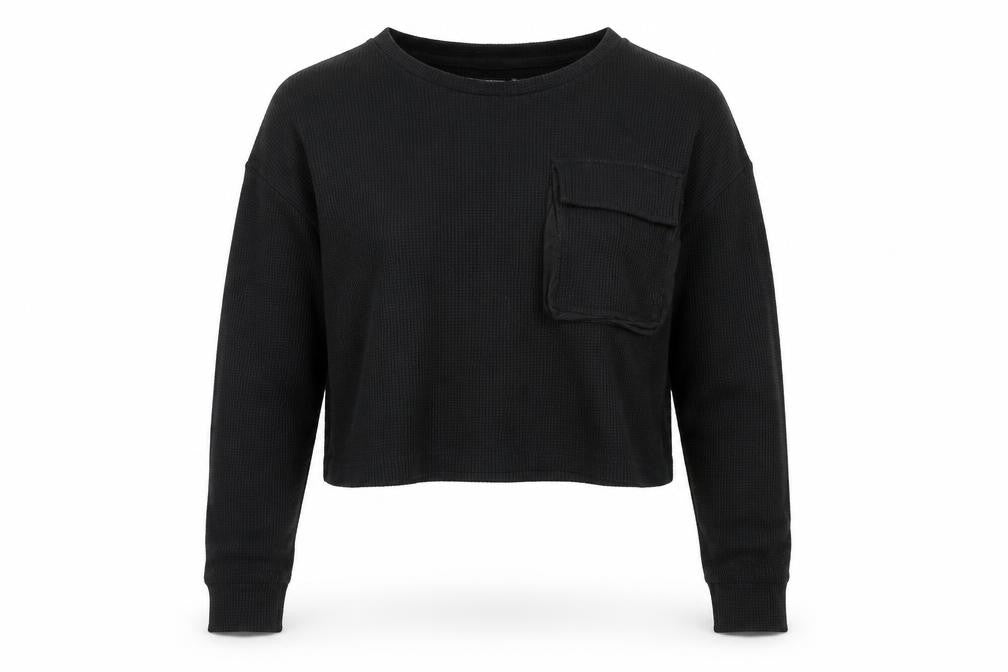 Front view of PRETTYLITTLETHING women’s black jumper, size UK 12