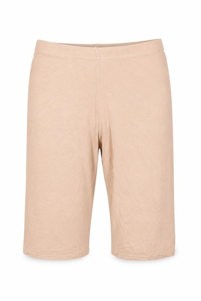 Front view of Boohoo women’s pink compression shorts, size UK 8