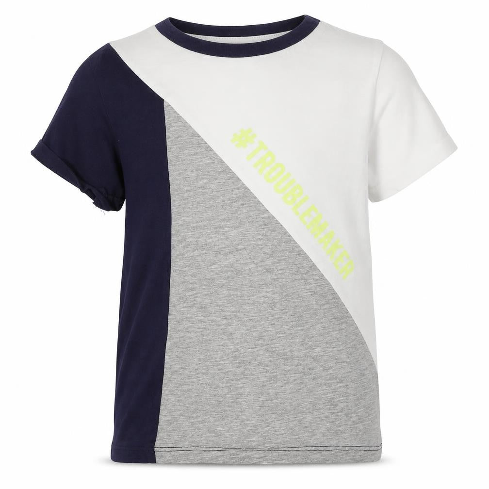 Front view of Pep&Co boys’ blue basic t-shirt, size 3, years