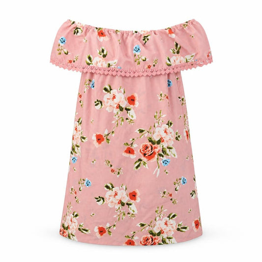Front view of Primark women’s pink floral a-line, size UK 6