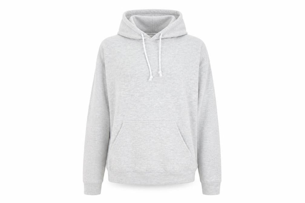 Front view of I SAW IT FIRST women’s grey pullover hoodie, size M