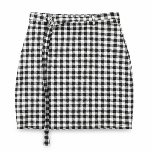 Pretty Little Thing Womens Black Check  Mini Skirt Size 6