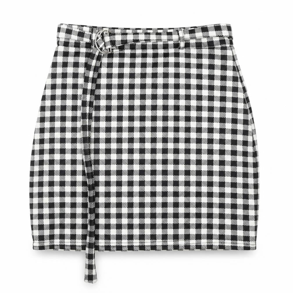 Pretty Little Thing Womens Black Check  Mini Skirt Size 6