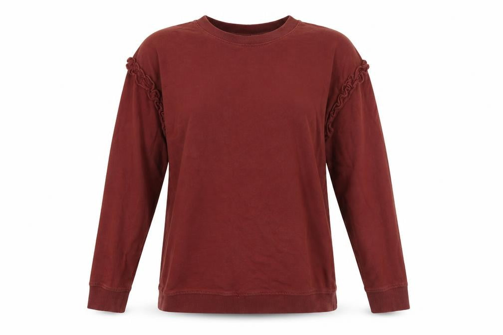 Front view of Next women’s brown henley jumper, size UK 10
