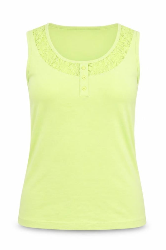 Front view of Bonmarché women’s green basic tank, size S