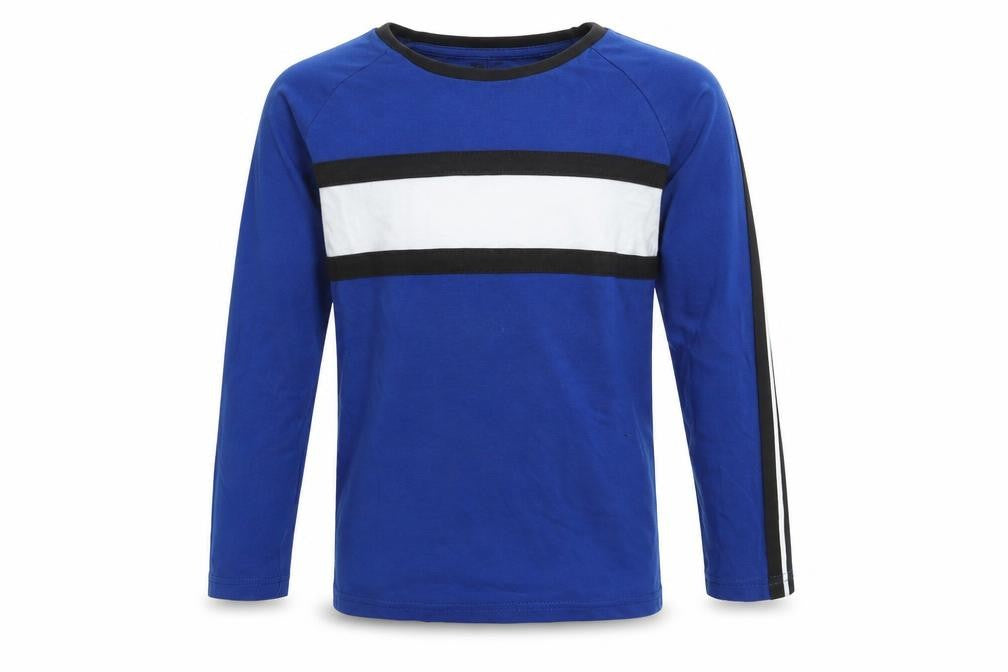 Front view of Tu boys’ blue basic t-shirt, size 7, years