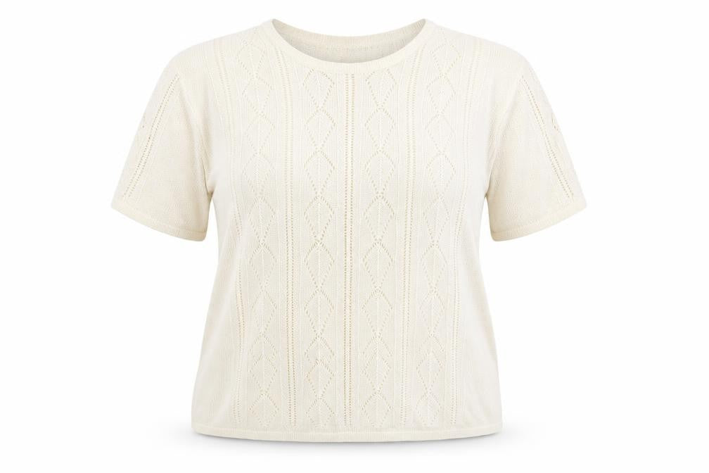 Front view of LC women’s ivory knit jumper, size UK 18