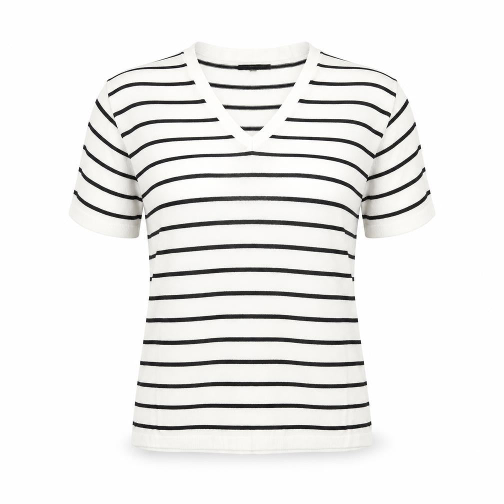 Front view of F&F women’s white striped jumper, size UK 6