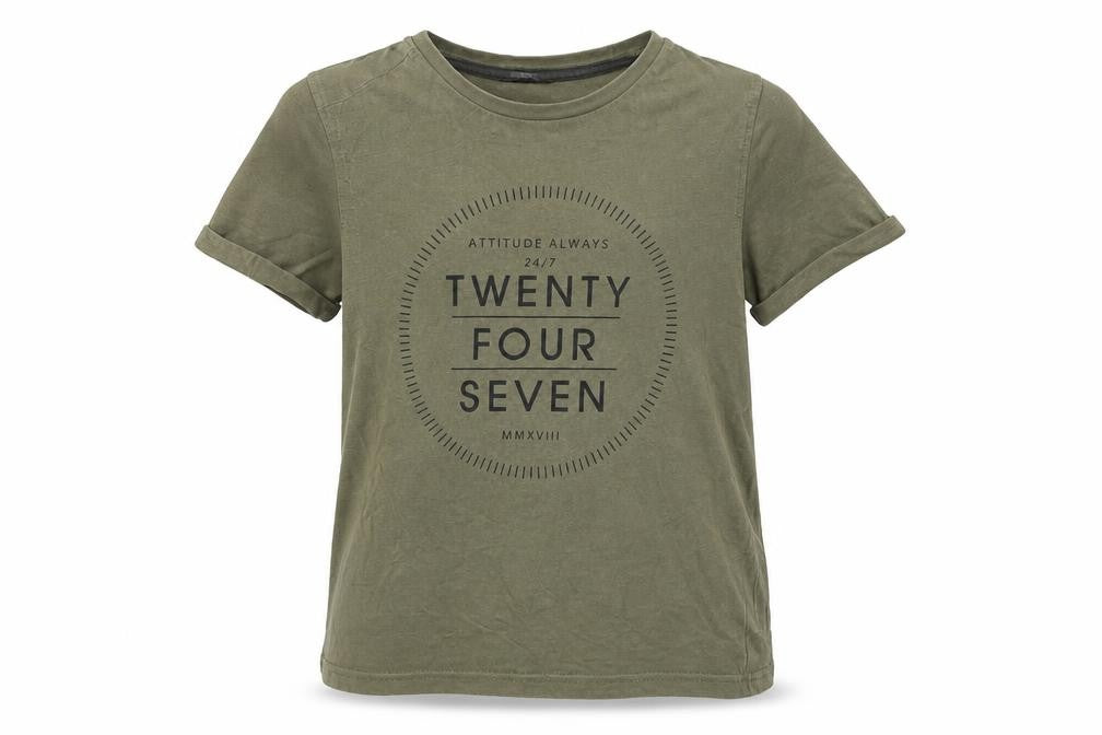 Front view of George boys’ green basic t-shirt, size 6-7, years - twenty four seven
