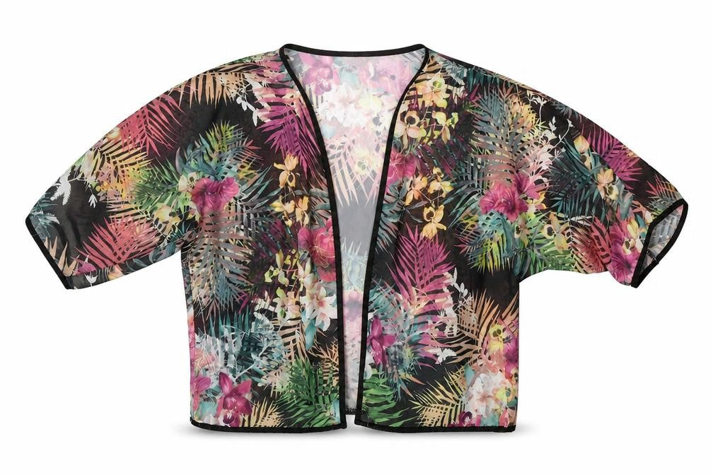 Miss Look Womens Black Floral  Shrug Jumper Size M
