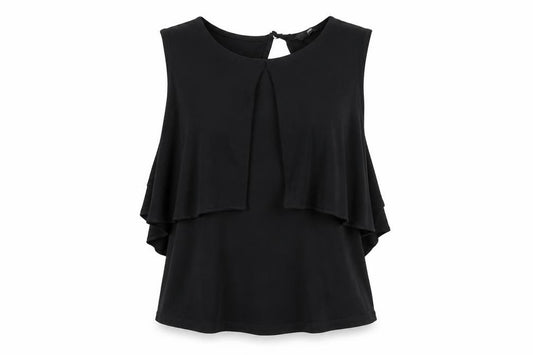 Front view of H&M women’s black basic blouse, size XS
