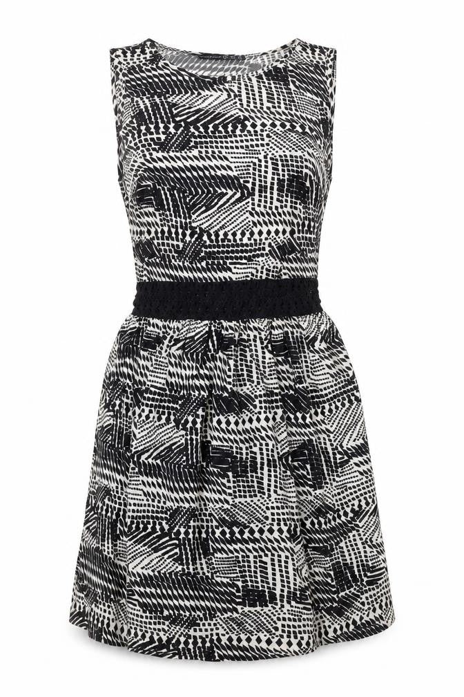 Front view of Atmosphere women’s black animal print shift, size UK 6