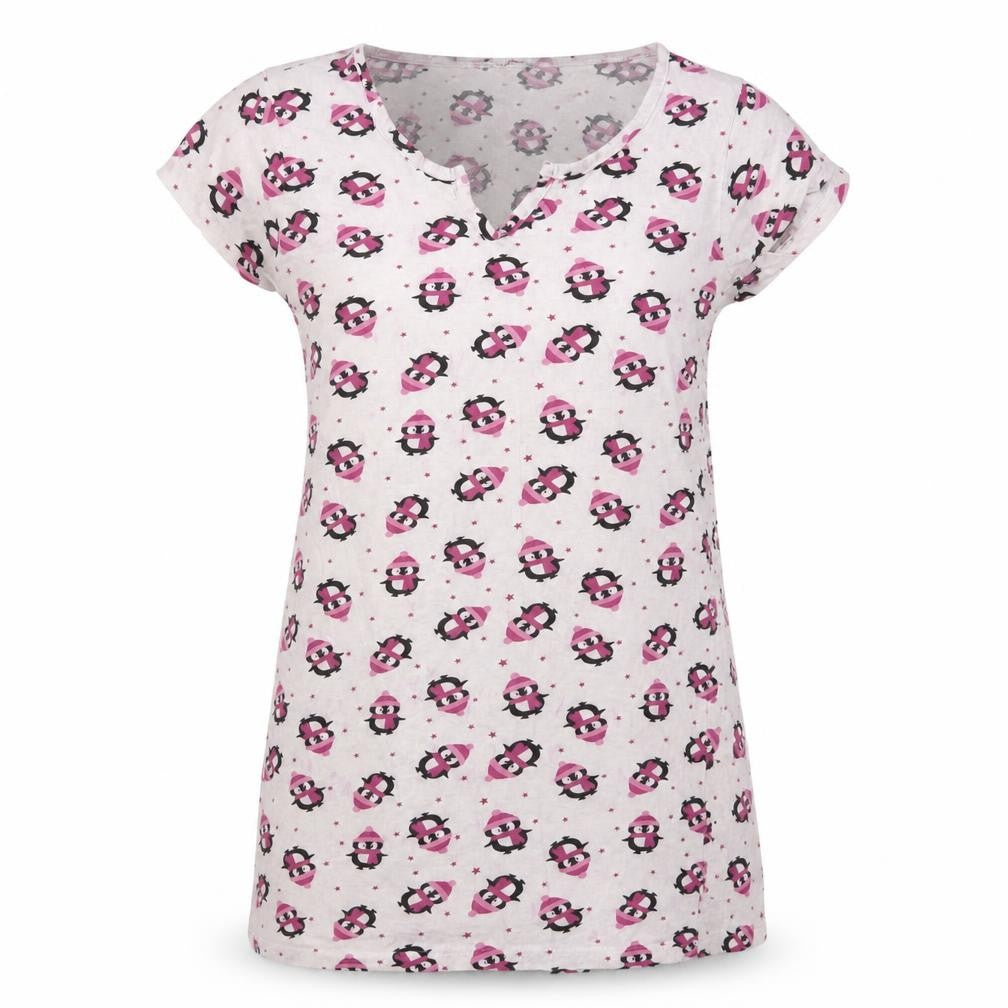Nightwear Essentials Womens Pink Animal Print  Top Pyjama Top Size 10