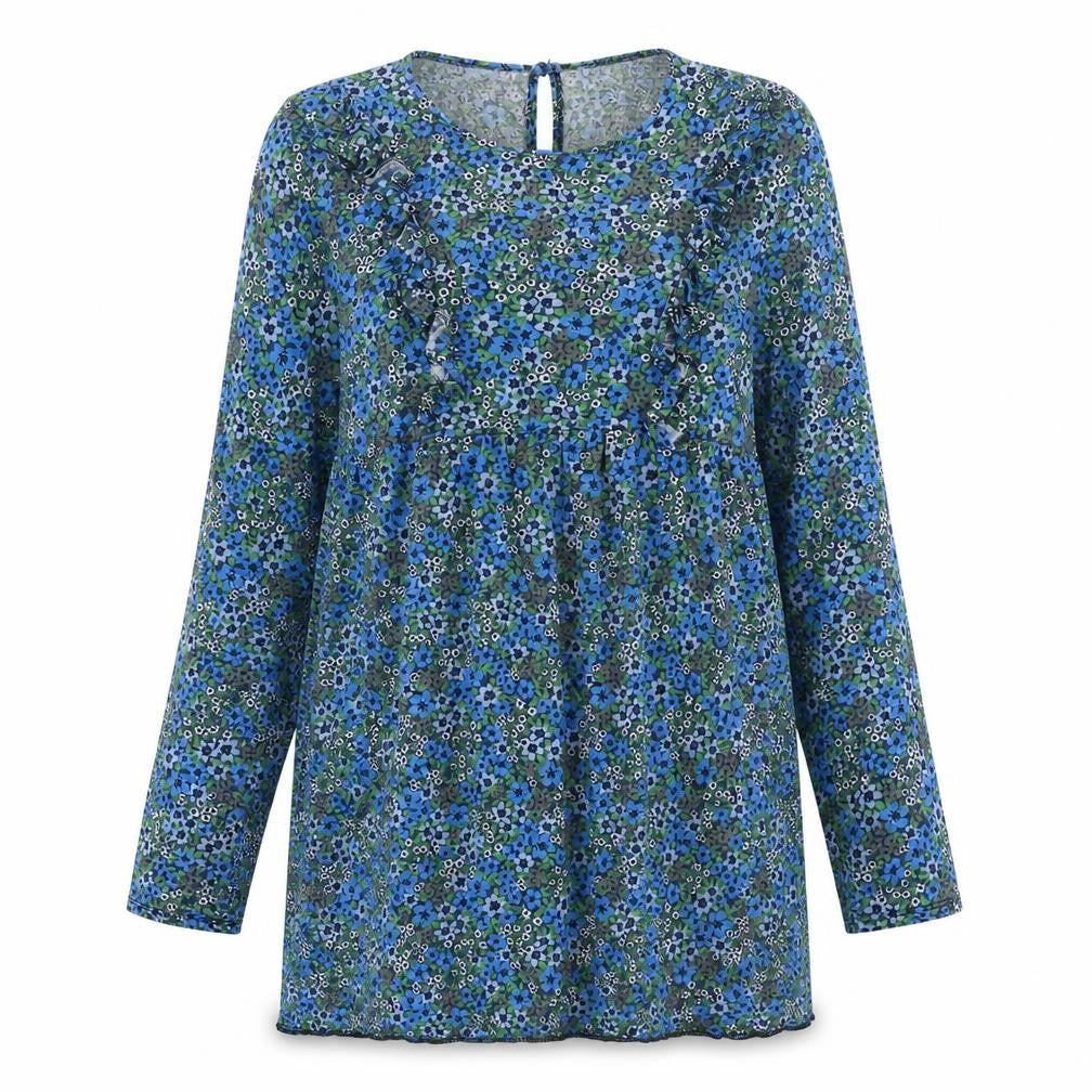 Front view of ASOS women’s blue floral shift, size UK 12