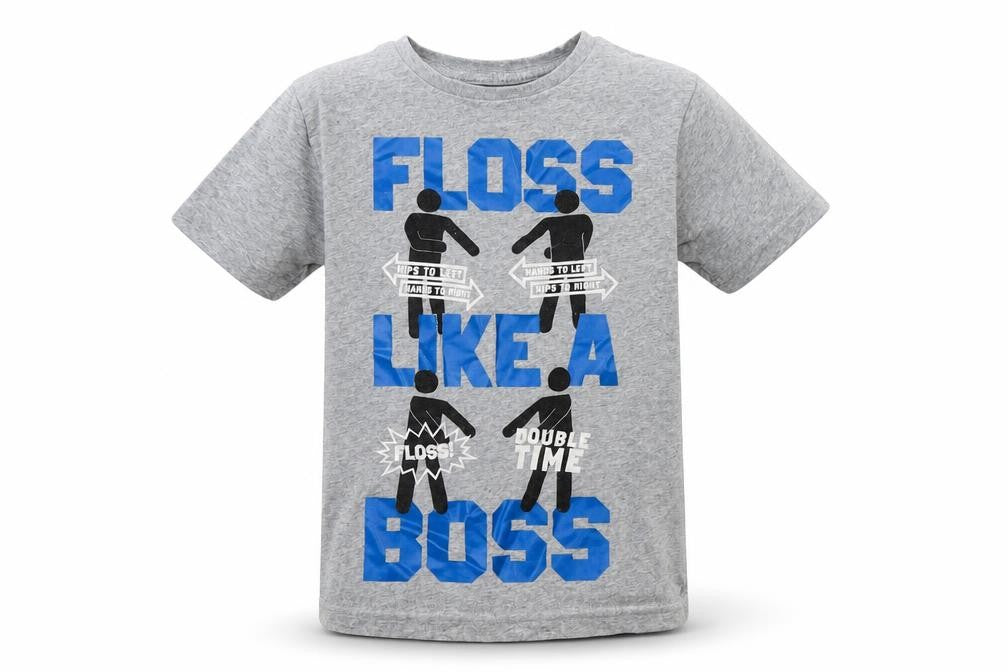 Front view of Primark boys’ grey basic t-shirt, size 5-6, years - dance floss