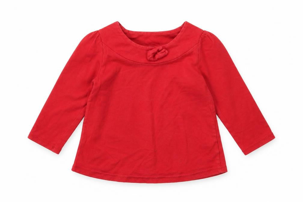Front view of Next girls’ red basic t-shirt, size 18-24, months