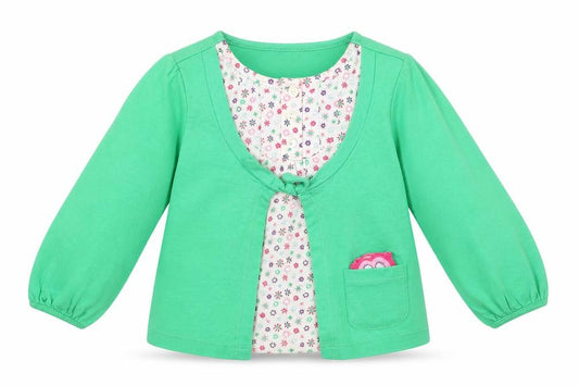 Front view of George girls’ green jumper, size 9-12, months