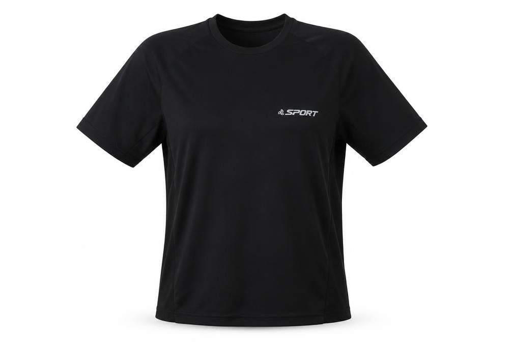 Front view of Jockey Sport women’s black basic t-shirt, size M