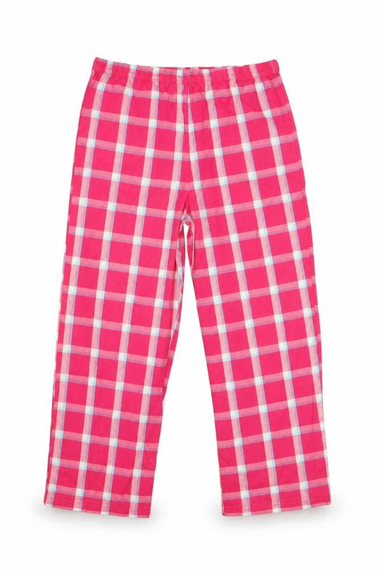 Front view of George girls’ pink check jogger trousers, size 5-6, years