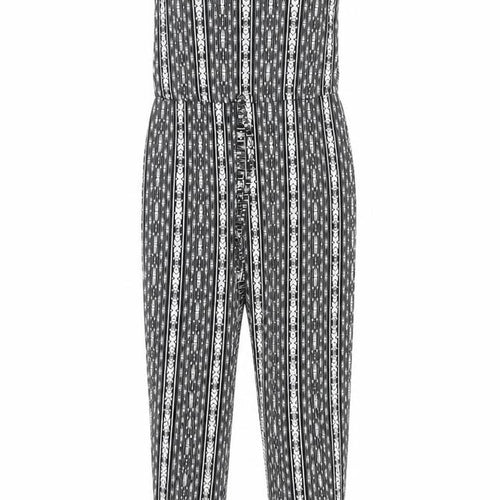 QED London Womens Black Geometric  Jumpsuit One-Piece Size 8