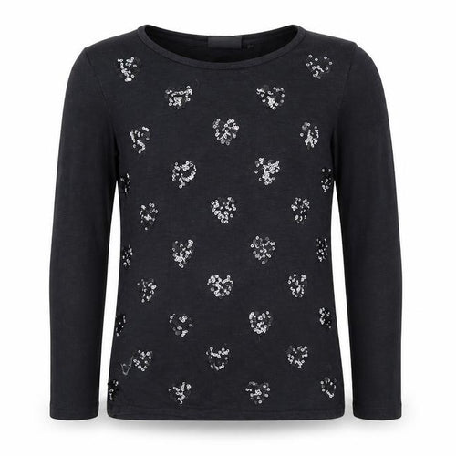 NEXT Girls Black   Pullover Jumper Size 10 Years  - love hearts