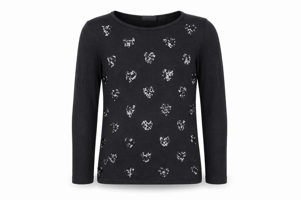NEXT Girls Black   Pullover Jumper Size 10 Years  - love hearts