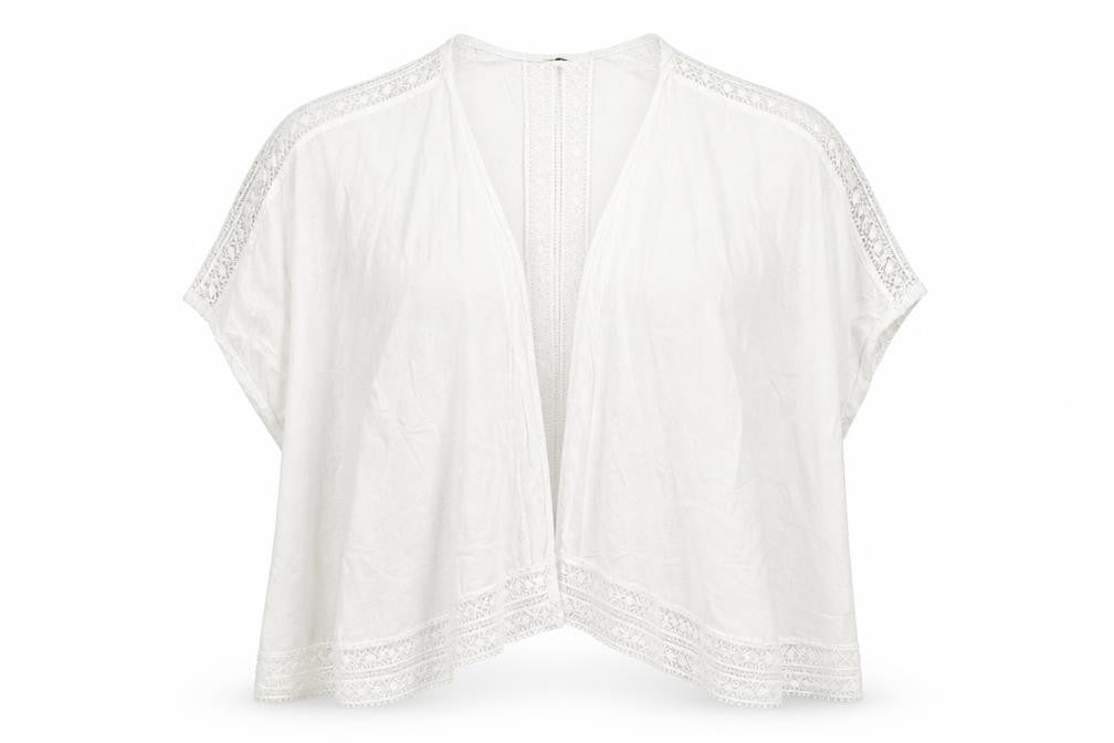 Front view of New Look women’s white cape jumper, size UK 12