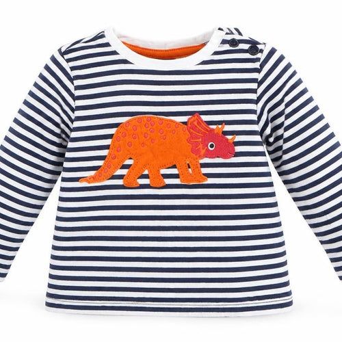 Bluezoo Baby Blue Striped  Basic T-Shirt Size 3-6 Months  - Dinasour