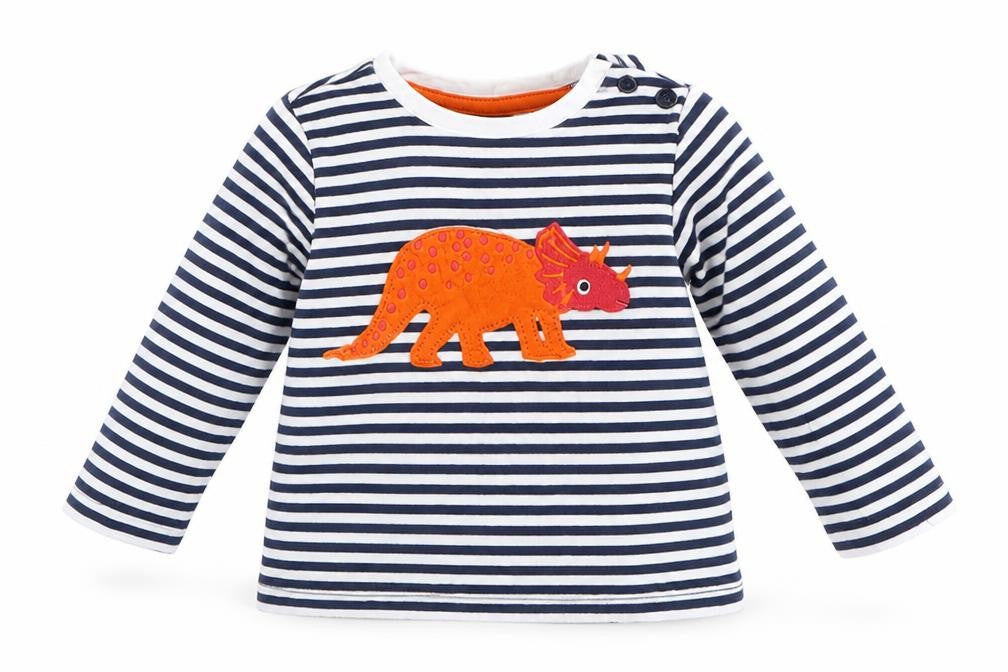 Bluezoo Baby Blue Striped  Basic T-Shirt Size 3-6 Months  - Dinasour