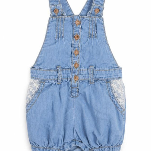 Nutmeg Girls Blue   Dungaree Outfit/Set Size 3-6 Months