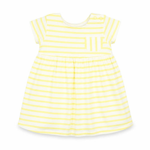 F&F Girls Yellow Striped  T-Shirt Dress  Size 3-6 Months