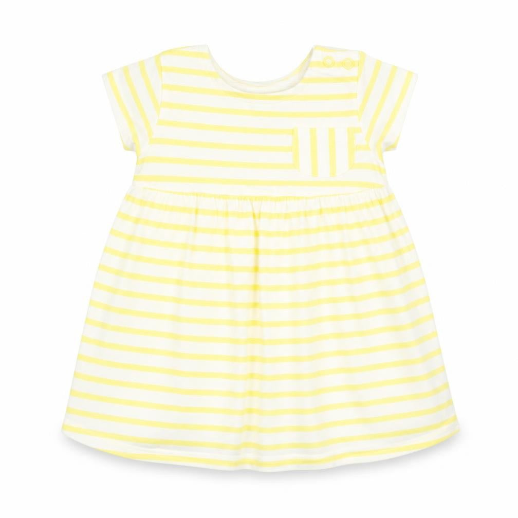 F&F Girls Yellow Striped  T-Shirt Dress  Size 3-6 Months