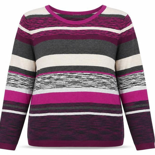 CC Womens Purple Striped Knit Pullover Jumper Size XL