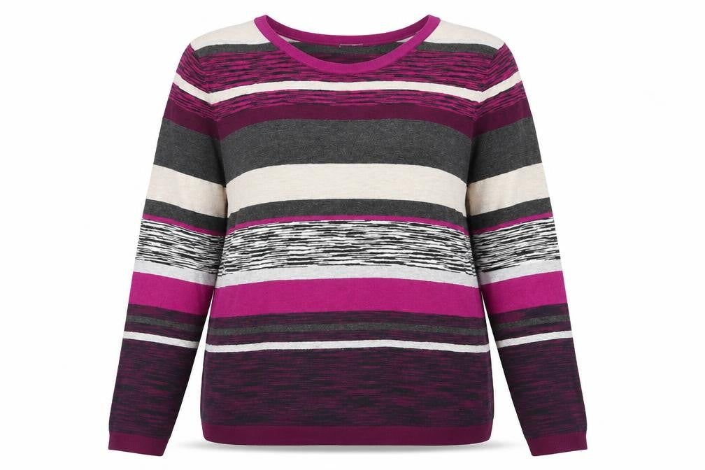 CC Womens Purple Striped Knit Pullover Jumper Size XL