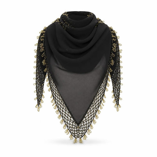 Front view of Preworn women’s black chiffon shawl/wrap