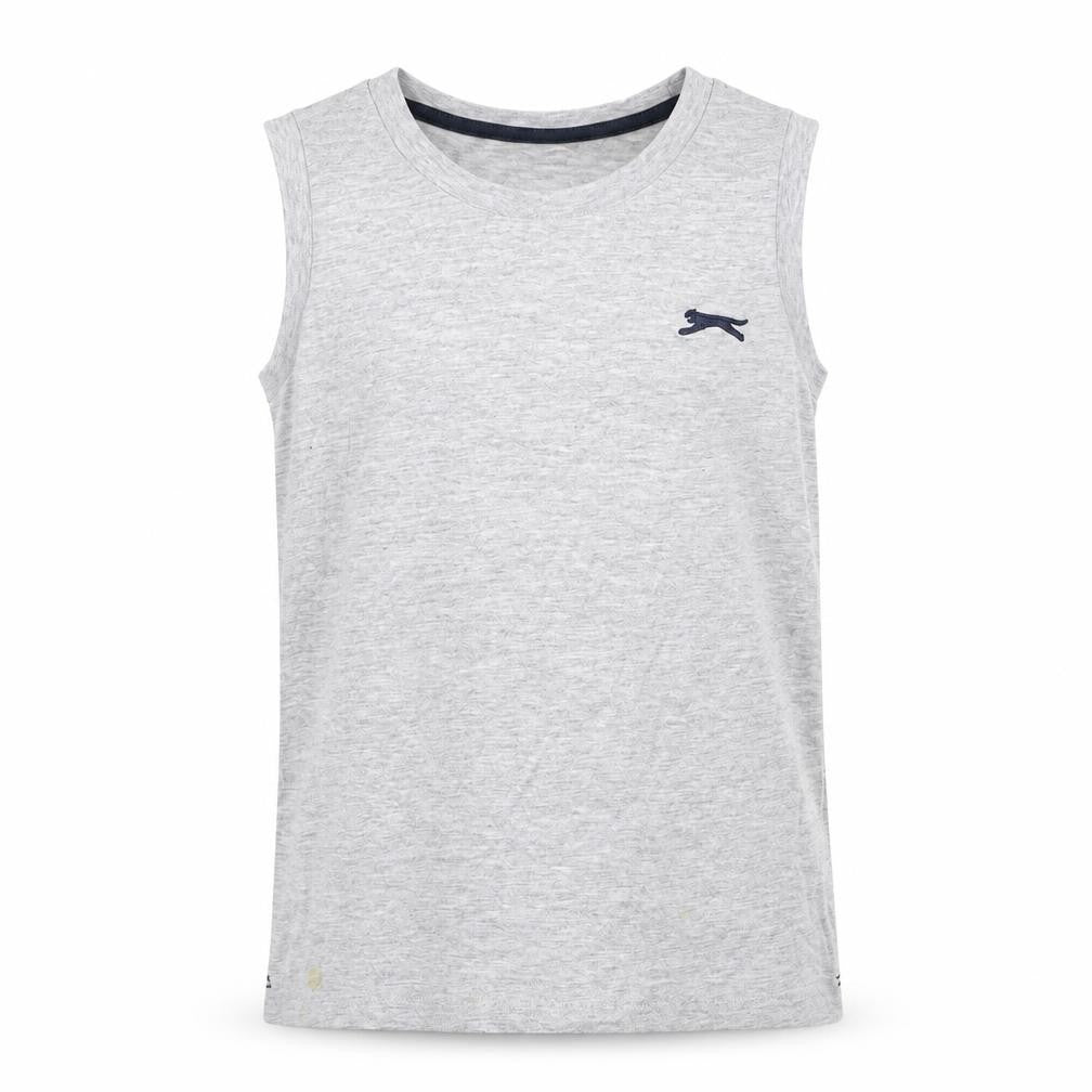 Front view of Slazenger boys’ grey basic t-shirt, size 9-10, years