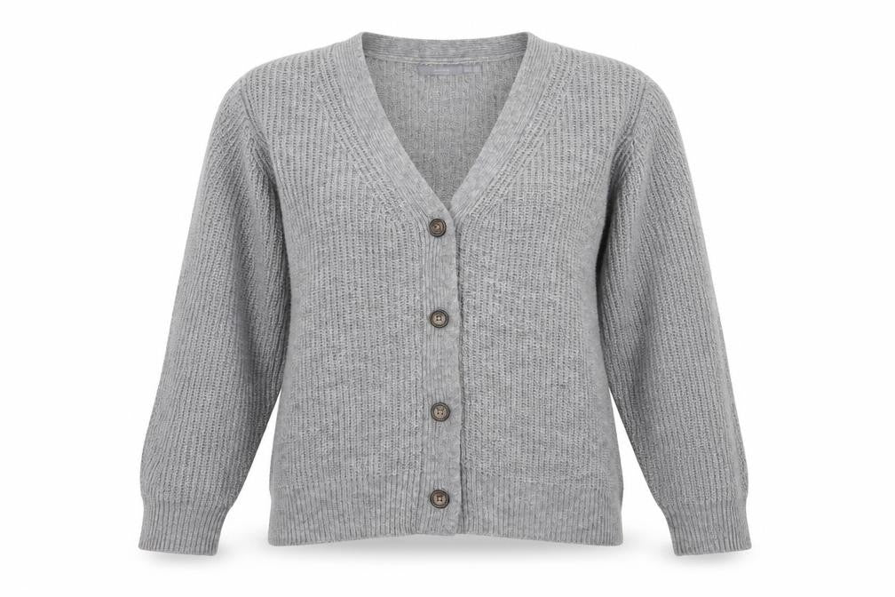 b.young Womens Grey  Knit Cardigan Jumper Size XL