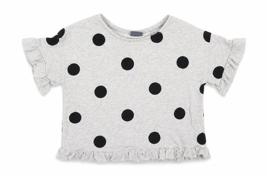 Front view of Next Baby Grey Polka Dot Basic T-Shirt, size 12, Months