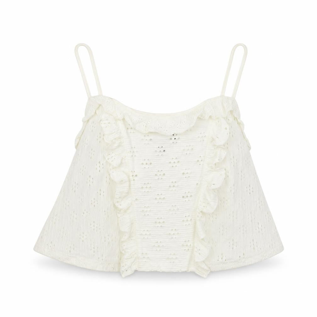 Front view of Topshop women’s white basic tank, size UK 12