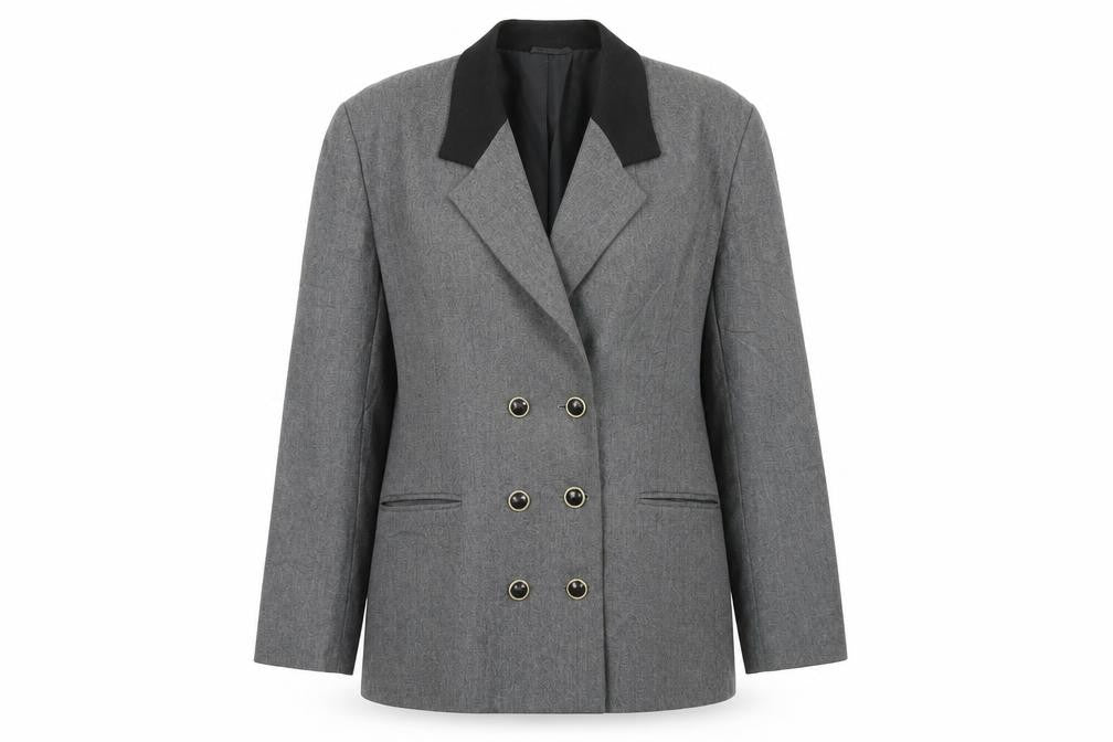 Front view of Country Casuals women’s grey jacket blazer, size UK 14